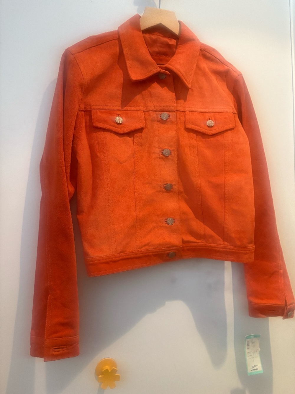 Vintage SWANN Italian Genuine Leather Suede Trucker Jacket Burnt Orange Cropped